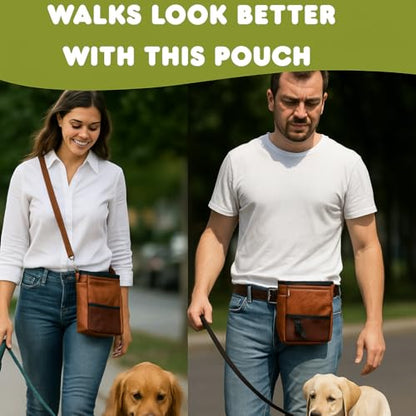 OtterPets Large Dog Treat Pouch PU Leather with Clicker, Magnetic Clasp, Fits All Phones, 4 Cups, Hands-Free Pouches for Dog Training Treat Pouch, Built in Poop Bag Holder