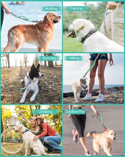 Hands Free Dog Leash, 5.1-8.9Ft Crossbody Long Leash | Adjustable Dog Waist Belt for Medium Dogs, Waist Leash for Dog Walking & Running & Training &Travel etc.(Grey Green) - color: Grey Green