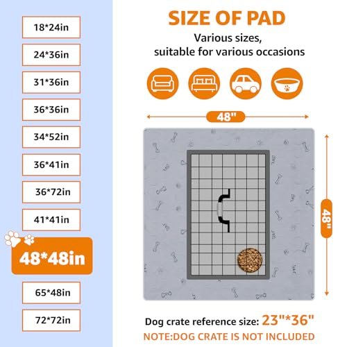 2Pack Puppy Pads Washable, 48x48 Reusable Pee Pads for Dogs, Absorbent Whelping Pads Waterproof Dog Rug Non-Slip Protector for Housbreaking,Potty Training,Bed Couch Carpet - size: 48X48" (Pack of 2)