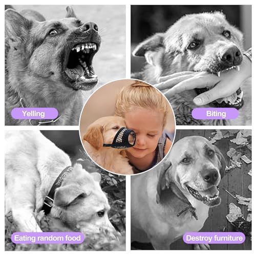 Small Dog Muzzle, Soft Mesh Mouth Cover for Biting, Chewing & Barking, Breathable Muzzle for Grooming, Allows Panting & Drinking - Bozal para Perros Pequeños(XS, Black)