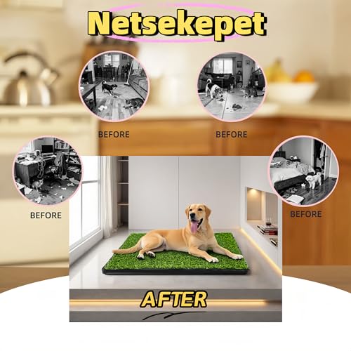 Dog Grass Pad with Tray, 30''X20'' Large Artificial Turf Potty, Reusable Puppy Pee Pads for Dogs, Portable Dog Litter Box for Indoor/Outdoor Potty Training Toilet
