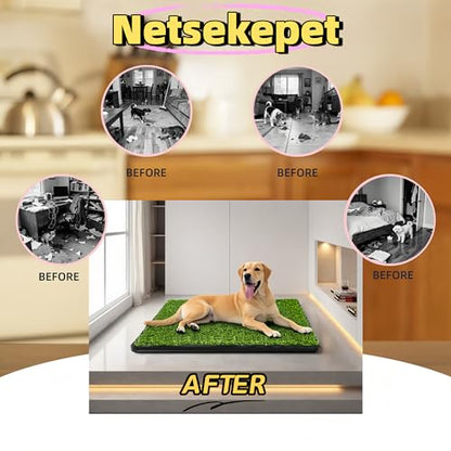 Dog Grass Pad with Tray, 30''X20'' Large Artificial Turf Potty, Reusable Puppy Pee Pads for Dogs, Portable Dog Litter Box for Indoor/Outdoor Potty Training Toilet