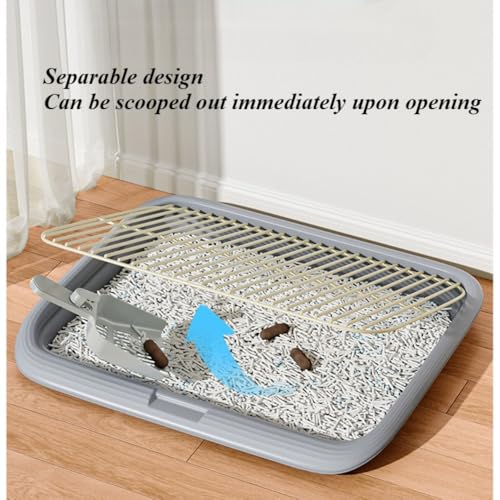 Dog Potty Tray Indoor Pet Pee Pad Holder for Small & Medium Dogs, Puppy Training Pad Holder, Pet Toilet Litter Box, Dog Bathroom Tray, Housebreaking Potty Supplies 17.72''LX12.99''WX1.97''H(Grey) - color: Grey
