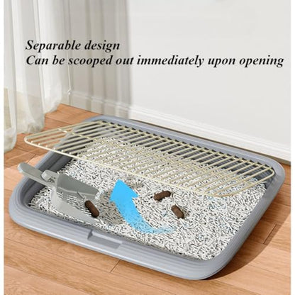 Dog Potty Tray Indoor Pet Pee Pad Holder for Small & Medium Dogs, Puppy Training Pad Holder, Pet Toilet Litter Box, Dog Bathroom Tray, Housebreaking Potty Supplies 17.72''LX12.99''WX1.97''H(Grey) - color: Grey