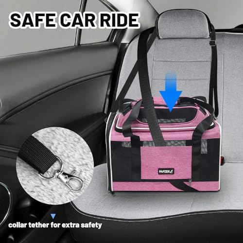 Top-Expandable Cat Carrier 18x11x11, United Delta American Airline Approved Dog Travel Carrier, Soft-Sided Pet Carry Bag Under-Seat in Cabin, Puppy Airplane Crate TSA Plane Kitten Cage Pink - color: Pink