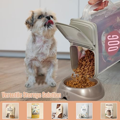 Buddeez Pet Food Storage Container - 8 Quart Capacity Dog/Cat Food & Bird Seed Container with Durable EZ Grip Handle, Flip Gray Lid (includes 1 Cup Clear Scoop) (Pack of 2) - size: 8 Pounds (Pack of 2)