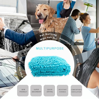 Premium Dog Drying Towel & Bath Brush Set – Super Absorbent Sherpa Microfiber Pet Towel for Fast Drying, Gentle Cleaning & Coat Care | Safe for Dogs & Cats