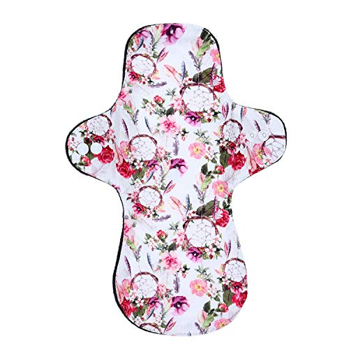 7PCS Pack Reusable Washable Incontinence Cloth Pads Including 6PCS Heavy Flow Feminine Hygiene Bamboo Charcoal Cloth Sanitary Pads Reusable Menstrual Pad + 1PC Mini Wet Bag - color: 7 Pieces Set A4, size: Heavy Flow Bamboo Charcoal