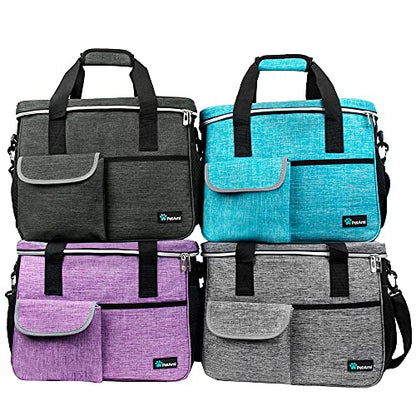 PetAmi Dog Travel Bag Organizer, Pet Travel Kit with 2 Food Containers & 2 Collapsible Dog Bowls, Pet Supplies Tote with Luggage Sleeve, Weekend Road Trip Camping Essentials, Purple, Medium - color: Purple, size: Medium - 14.5"L x 8"W x 12.0"H
