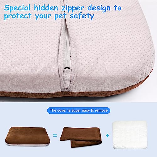 Magic Dog Super Soft Large Dog Bed Pad Mat Orthopedic Pet Beds 30 Inch Washable Anti Slip Dog Sleeping Mattress with Removable Cover, Dark Brown M - color: Dark Brown, size: 32.0"L x 24.0"W x 3.0"Th