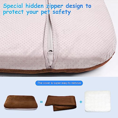 Magic Dog Super Soft Large Dog Bed Pad Mat Orthopedic Pet Beds 30 Inch Washable Anti Slip Dog Sleeping Mattress with Removable Cover, Dark Brown M - color: Dark Brown, size: 32.0"L x 24.0"W x 3.0"Th