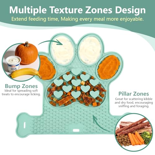 Dog Lick Mat with Suction Cups, Slow Feeder & Enrichment Mat for Dogs & Cats, Silicone Feeding Mat for Wet & Dry Food, Anxiety Relief, Mess-Free Foldable Pocket Design, Green - color: Green