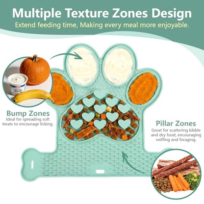 Dog Lick Mat with Suction Cups, Slow Feeder & Enrichment Mat for Dogs & Cats, Silicone Feeding Mat for Wet & Dry Food, Anxiety Relief, Mess-Free Foldable Pocket Design, Green - color: Green