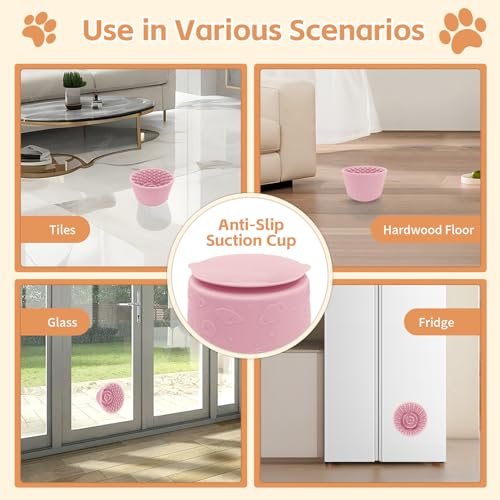 Dog Lick Bowl,Anxiety Relief Non-Slip Silicone Treat Bowl,Durable Anti-Choking Long-Lasting Enrichment Slow Feeder Licking Mat for Small Medium Large Breed,Freezable BPA Free Silicone Dishwasher Safe - color: Pink, size: S-M