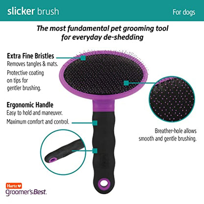 Hartz Groomer's Best Deshedding Slicker Dog Brush, Black/Violet, Dogs - size: 1 Count (Pack of 1), style: Large Slicker Brush