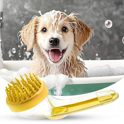 Dog Bath Brush | Shampoo Dispenser Dog Scrubber Massage Brush,Silicone Bristle Grooming Tool Cleaner Reusable Shower Accessories for Small Animals Long Short Hair