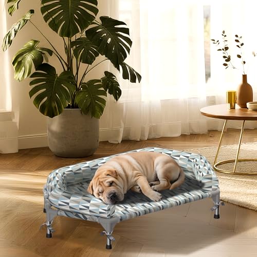 Orthopedic Dog Bed - Beds Bolster,Cooling Elevated Dog Beds with Metal Frame,Raised Dogs Bed,Easy to Assemble,Up to 80 lbs,Medium - size: Bolster M