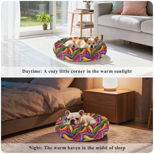 Calming Donut Dog Bed Chilli Pepper Sweet Design, 22" Washable Pet Lounger with Removable Cover, Cozy Cushion Comfort Nest for Medium Dogs - size: Medium