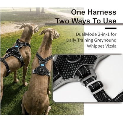 ThinkPet Flexfit 3-Strap Escape Proof Dog Harness, No Pull Front Clip 2-in-1 Vest with Control Handle, 360° Reflective Breathable Adjustable Harness for Greyhound Whippet Vizsla, Small, Black - color: Black, size: Small