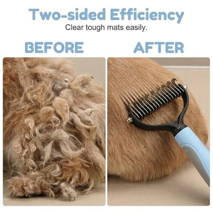 Dematting Comb for Dogs and Cats, 2026 Upgraded Pet Pro Tool Grooming, Dual-Sided Deshedding and Dematting Brush, Ergonomic Pet Grooming Brush, Gentle Pet Hair Remover Comb - color: Pink, size: L