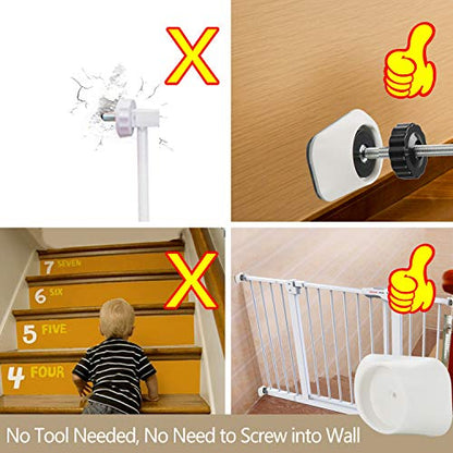 Vmaisi Baby Gate Wall Cup Protector Make Pressure Mounted Safety Gates More Stable - Wall Damage-Free - Fit for Doorway, Door Frame, Baseboard - Work on Dog & Pet Gates (White) - size: 4 Pack