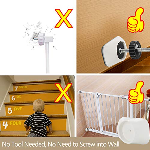 Vmaisi Baby Gate Wall Cup Protector Make Pressure Mounted Safety Gates More Stable - Wall Damage-Free - Fit for Doorway, Door Frame, Baseboard - Work on Dog & Pet Gates (White) (Pack of 2) - size: 8 Pack