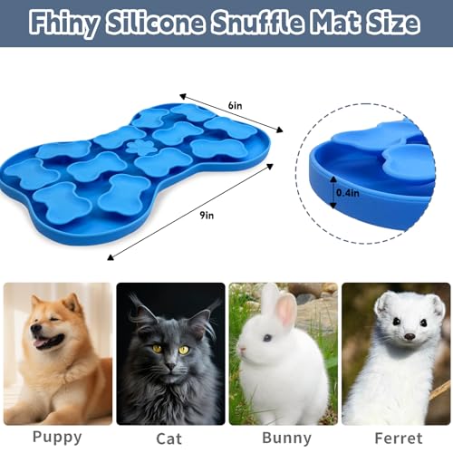 Fhiny Silicone Snuffle Mat for Dogs, Dog Puzzle Feeder Lick Mat with Suction Cups Puppy Slow Feeder Bowl for Dry and Wet Food Interactive Smell Training Encourages Natural Foraging Skill(Blue)