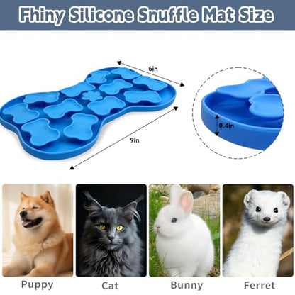 Fhiny Silicone Snuffle Mat for Dogs, Dog Puzzle Feeder Lick Mat with Suction Cups Puppy Slow Feeder Bowl for Dry and Wet Food Interactive Smell Training Encourages Natural Foraging Skill(Blue)