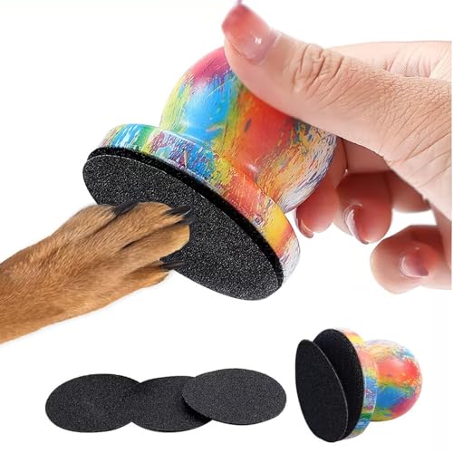 Dog Nail File with 4 Replaceable Filing Discs Dog Scratch Board for Safe and Convenient Nail Care Dog Nail Scratch Board Keep Your Dog and Cat's Nails Smooth（Colorful Prints） - size: Iridescent Color