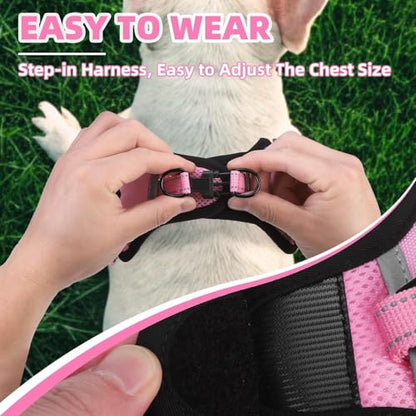 PUPTECK Dog Harness Small Sized Dog, Step in Adjustable Reflective Dog Vest Harness Escape Proof, No Pull Soft Padded Harness Easy Control, Pink, S - color: Pink, size: S (CHEST: 13"-18")