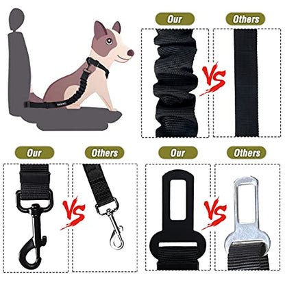 COOYOO Dog Seat Belt,Retractable Dog Car Harness Seat Belt for Car Adjustable Nylon Pet Safety Seat Belts Heavy Duty & Elastic Bungee Buffer - color: 07-Olive
