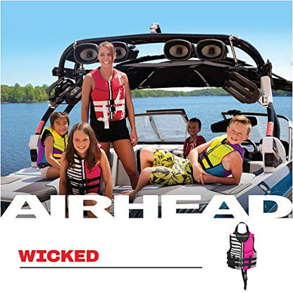 Airhead Wicked Kwik-Dry NeoLite Flex Life Jacket for Kids - USCG Approved Life Vest for Youth, Child & Infant, Watersports Vest for Boating, Tubing & Swimming, Hot Pink - size: Child (30 - 50 Lbs)