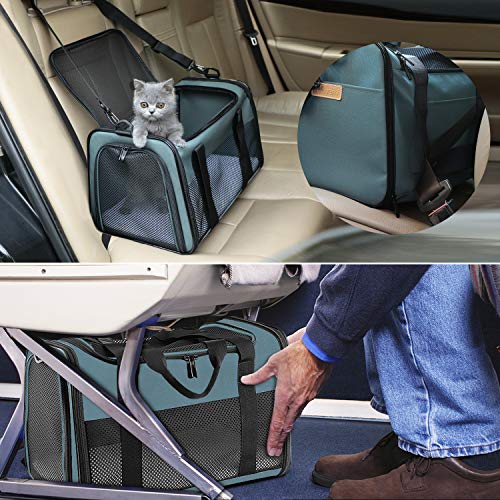 Cat Carrier - Portable Foldable Dog Pet Carrier, Soft-Sided Pet Bag up to 15 Lbs, Airline Approved Travel Puppy Carrier - color: Blue, size: 17.5"L x 11.0"W x 11.0"H