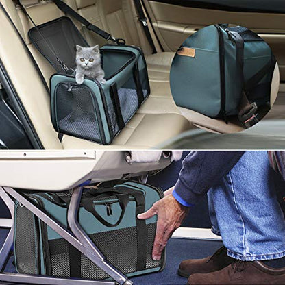 Cat Carrier - Portable Foldable Dog Pet Carrier, Soft-Sided Pet Bag up to 15 Lbs, Airline Approved Travel Puppy Carrier - color: Blue, size: 17.5"L x 11.0"W x 11.0"H