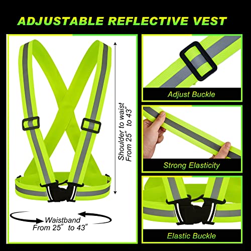 Hercicy 30 Pcs Reflective Vest High Visibility Safety Vests, Adjustable Running Gear Straps Lightweight Reflector for Construction (Yellow) - color: Yellow
