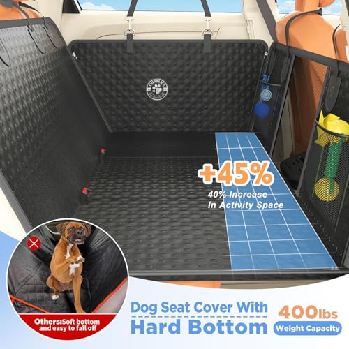 Dog Car Seat Cover for Back Seat,Upgraded PU Leather Dog Seat Cover with Hard Bottom Back Seat,Non-Slip Backseat Cover for Dogs with Mesh Window & Side Flap, Dog Hammock for Car, SUV, Small Trucks - size: For Car/SUV/Small Truck