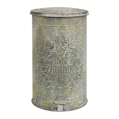 Retro Outdoor Trash Can with Lid 17L/4.5 Gallon Waste Container with Pedal Garbage Poop Bin Kitchen Waste Bins Touchless Bathroom Garbage Can Room Park Garden Decor - color: Gray Green