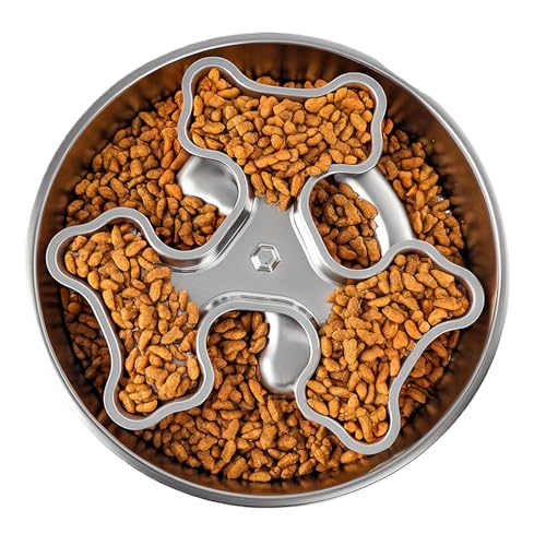 Stainless Steel Rotating Bone-Shaped Slow Food Pet Feeder | 304 Grade, Anti-Spill, For Dogs and Cats