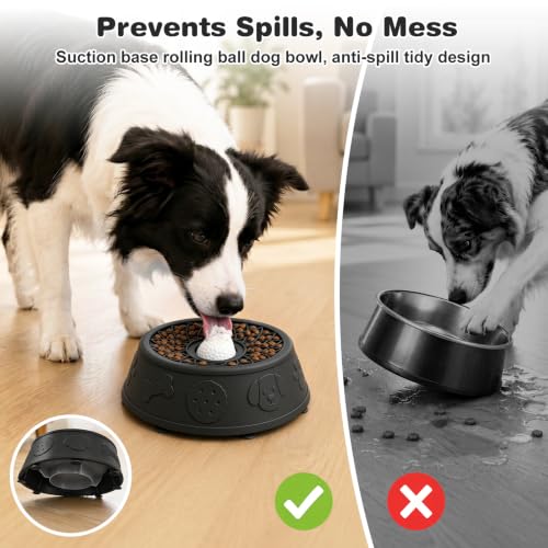 Dog Lick Bowl, Slow Feeder Dog Bowls for Liquid Treats, Food-Grade Silicone Anti-Slip Dog Licking Toy, Bone Broth and Yogurt Puzzle Feeder for Large Medium Puppy Pet & Cats Helps Protect the Stomach - color: Black
