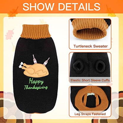 2 Packs Knitted Cat Sweater Thanksgiving Turtleneck Turkey Kitty Sweater Kitten Pet Cat Sweaters for Cats Only Warm Pullover Knitwear - size: Small (Pack of 2)