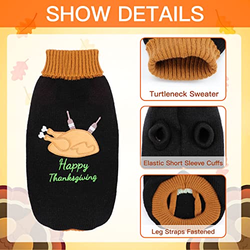 2 Packs Knitted Cat Sweater Thanksgiving Turtleneck Turkey Kitty Sweater Kitten Pet Cat Sweaters for Cats Only Warm Pullover Knitwear - size: Large (Pack of 2)