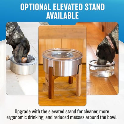Slopper Stopper Tritan Plastic Dripless Water Bowl with Lid – Holds 1 Gal, Reduces Spills & Trails Up to 85%+, Water Bowl for Medium Breed Dogs (21-50 lbs), The Original Slobber Stopper - size: 21-50 Lbs Medium, style: Tritan Plastic