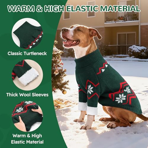 WINGOIN Dog Sweater for Large Dogs, XXXL Size Dog Christmas Sweaters, Male Female Knit Dogs Turtleneck Pullover with Leash Hole, Pet Warm Winter Clothes for Girl Boy Labrador, Golden Retriever (3XL) - size: 3XL: 70-95 lbs (Chest:31.5",Neck:20.5",Back:23.6