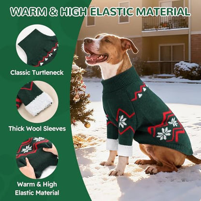 WINGOIN Dog Sweater for Large Dogs, XXL Size Dog Christmas Sweaters, Male Female Knit Dogs Turtleneck Pullover with Leash Hole, Pet Warm Winter Clothes for Girl Boy Border Collie, Pitbull (2XL) - size: 2XL: 50-80 lbs (Chest:28",Neck:18.5",Back:20.9")