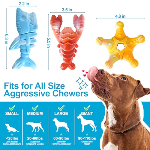 NEZIN Dog Chew Toys, Indestructible Dog Toys for Aggressive Chewers, Tough Dog Toys, Durable Dog Chew Toys for Large Medium Breed, Interactive Dog Toys with Real Beef Flavor (Mix 3 Pack) - color: MIX 3 PACK