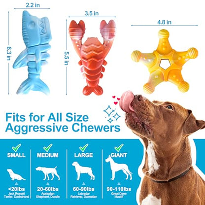 NEZIN Dog Chew Toys, Indestructible Dog Toys for Aggressive Chewers, Tough Dog Toys, Durable Dog Chew Toys for Large Medium Breed, Interactive Dog Toys with Real Beef Flavor (Mix 3 Pack) - color: MIX 3 PACK