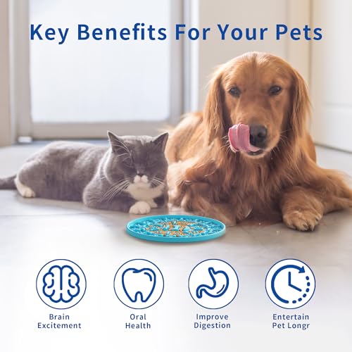 Lick Mat for Dogs & Cats 3 Pack - Silicone Dog Lick Mat with Suction Cups - Anxiety Relief/Promotes Healthy Eating/Frozen & Dishwasher Safe - Pet Peanut Butter Lick Pad LPFLASAT (Blue Orange Red)