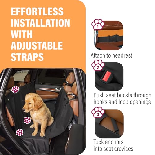 Active Pets XL Waterproof Hammock Large Car Seat Cover, Fits SUVs Trucks Big Sedans, Secure Convertible Travel Bed Protects Backseat Cargo from Dog Puppy Pet Water Food Drool Urine, Black w/Blue Trim - color: Blue, size: XL