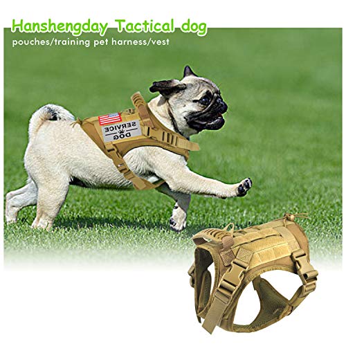 Tactical Service Dog Vest Harness for Medium Large Dog, Military K9 Training Dog Vest with Molle and Loop Panels Adjustable Tactical Puppy Harnesses with Handle (S, Khaki) - color: Khaki, size: Small (Pack of 1)