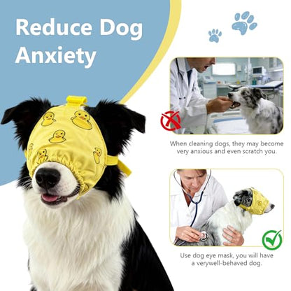 NACOCO Dog Calming Cap Eye Mask Ducks Nylon Shading Pet Anxiety Mask Muzzle for Grooming Anti Car Sickness (Yellow, L) - color: Yellow Duck, size: L